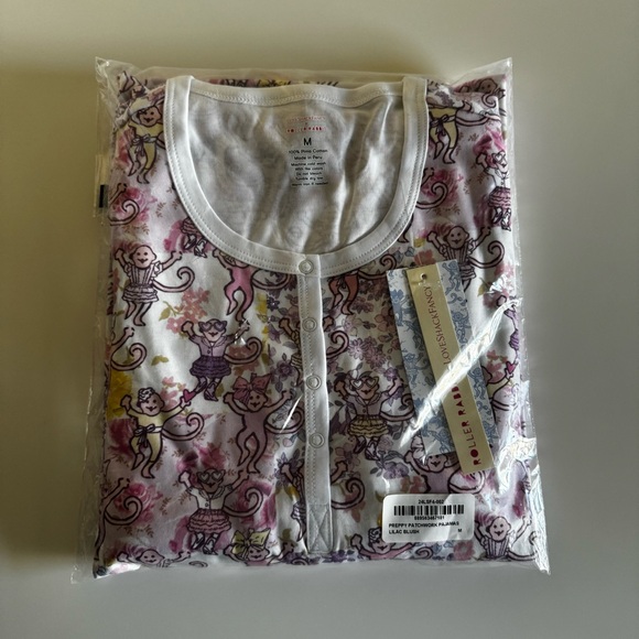 Roller Rabbit X LoveShackFancy Preppy Patchwork Lilac Blush Women’s Pajamas - Picture 8 of 8
